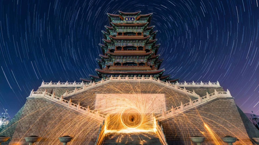 北京 、门头沟区永定楼的星夜