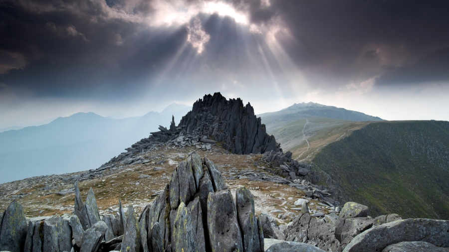 Castell y Gwynt、格莱德法赫山、雪墩山国家公园、英国北威尔士 