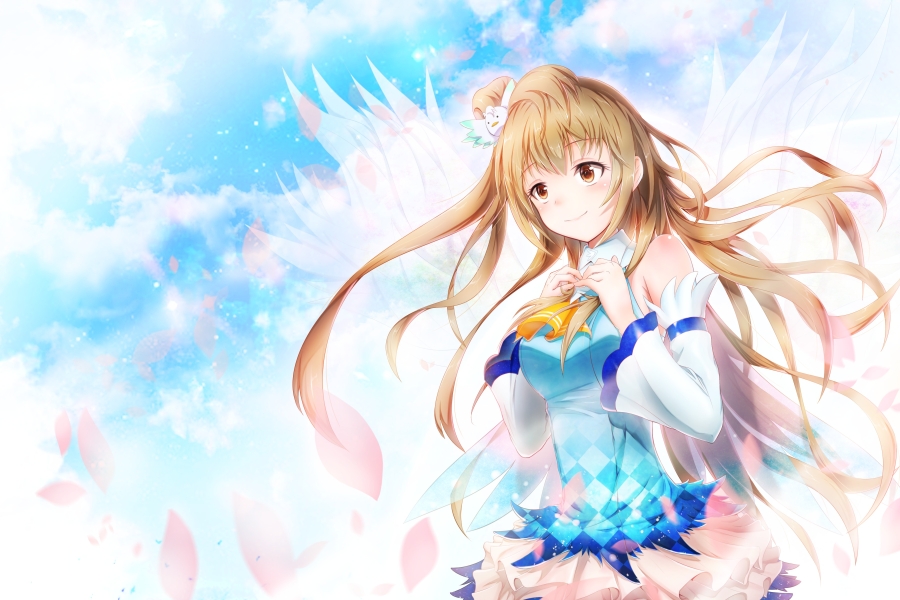 微笑动漫美女、天使的翅膀、love live! school idol project、高清4k动漫壁纸