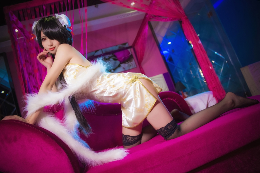 短旗袍美女的诱惑写真、cosplay性感美女青青子黑丝袜演绎时崎狂三的图片