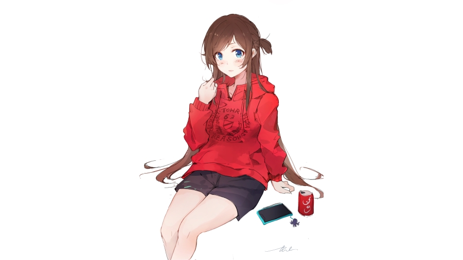 水原千鹤红色衣服动漫少女萌娘4k动漫壁纸