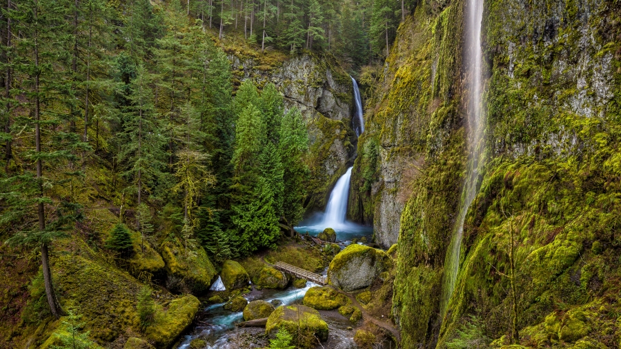 Wahclella Falls、哥伦比亚河峡谷、俄勒冈州、美国 